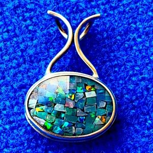 Sterling silver mosaic triplet Opal pendant 925